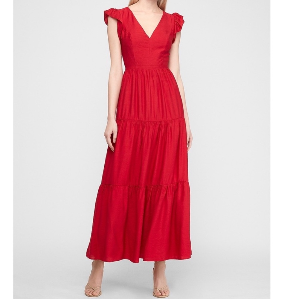 EXPRESS Flutter Sleeve Tiered Maxi Dress